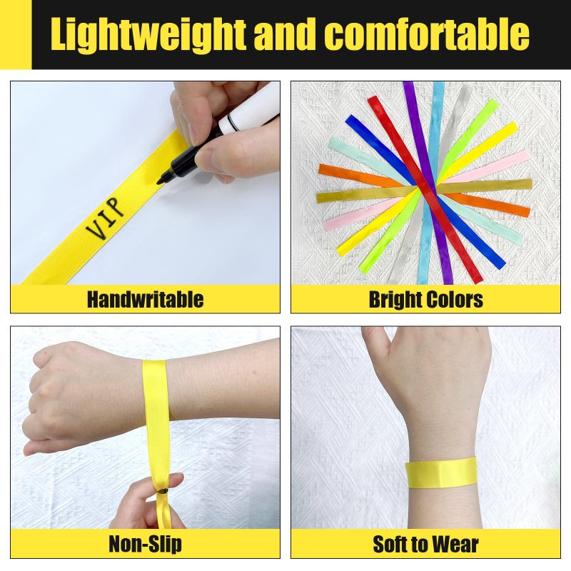 Comflora 100 Pcs Cloth Wristbands  Disposable for Events  Colored Lightweight Concert Club Entrance Wrist Strap Party (Yellow) - Image 3